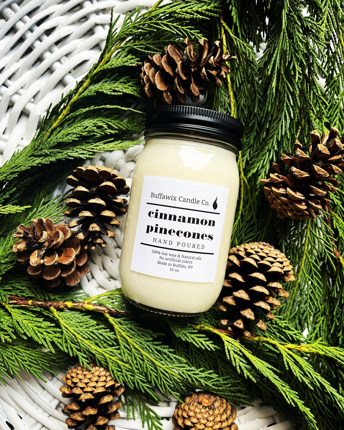 16oz Cinnamon Pinecones Pure Soy Candle