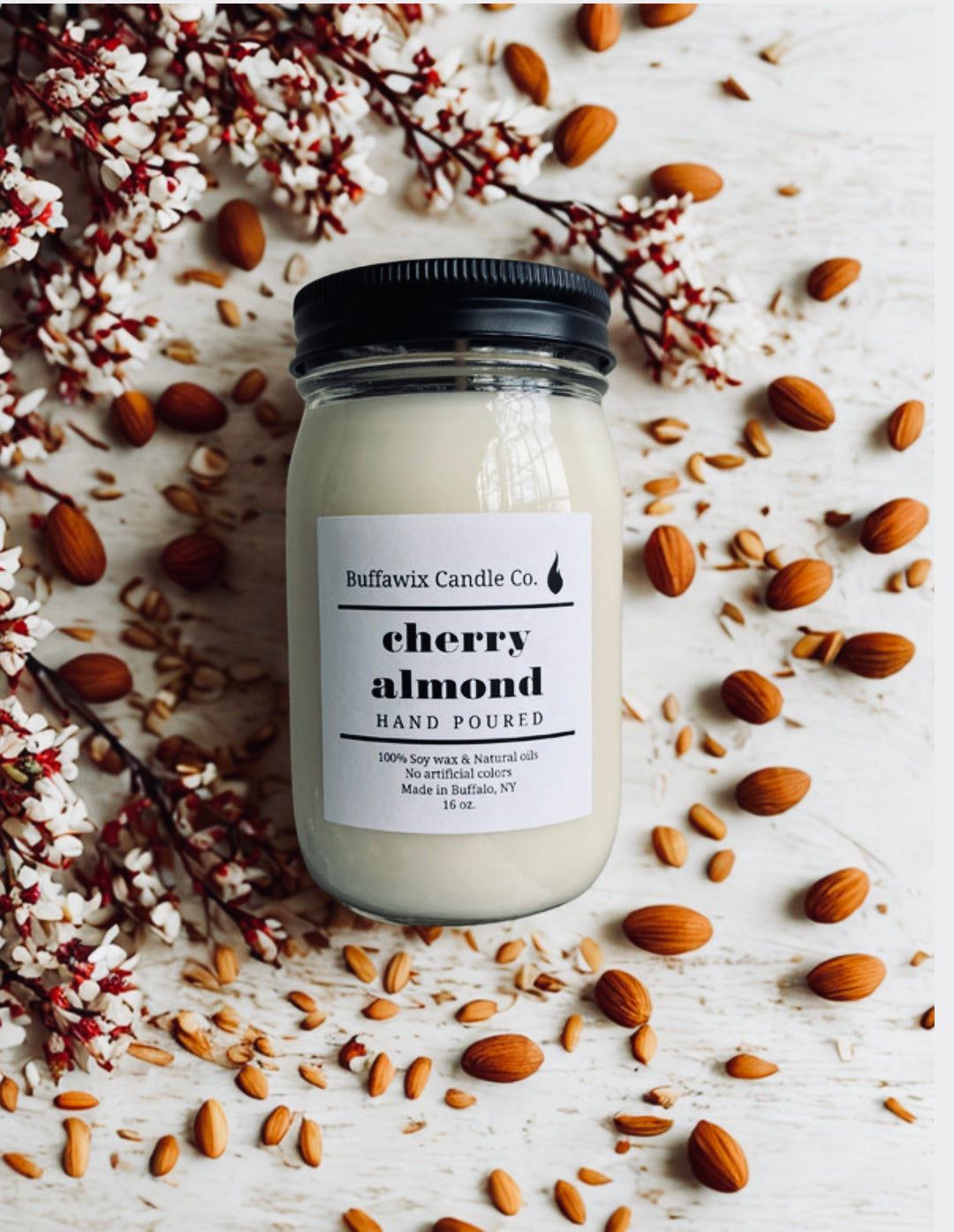 16oz cherry almond pure soy candle