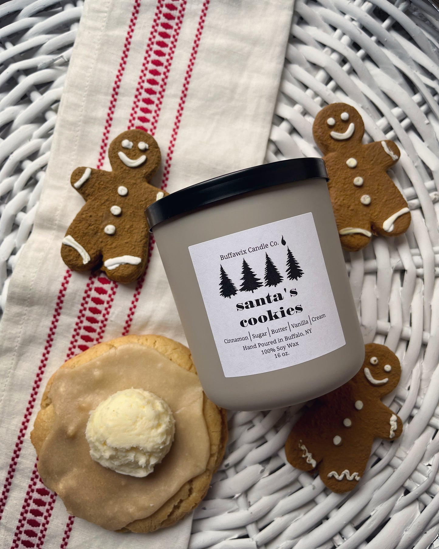 16oz double wick Santa’s cookies pure soy candle