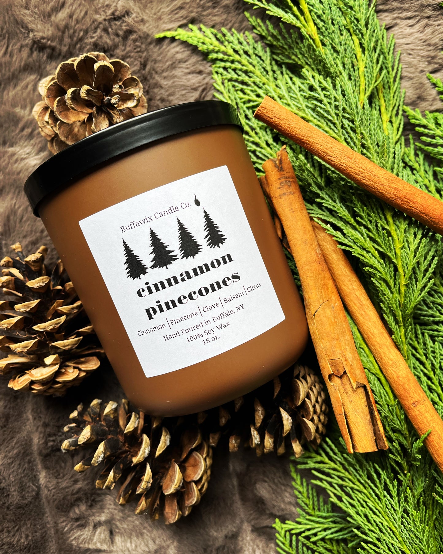 16oz double wick cinnamon pinecone pure soy candle