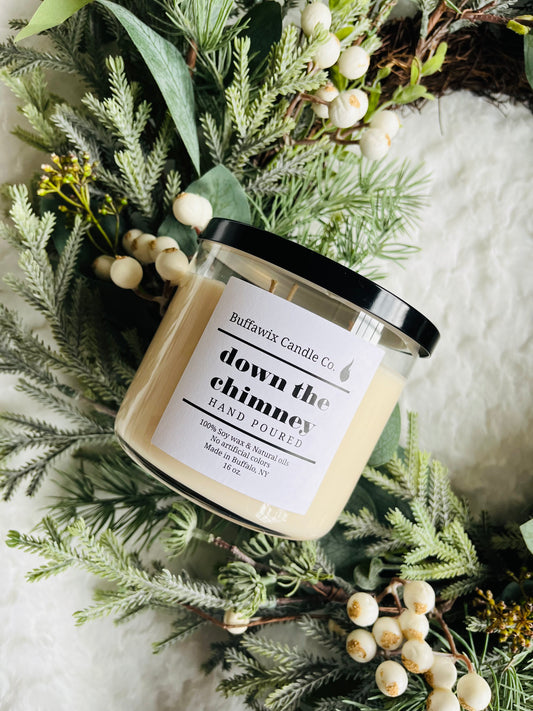 16oz down the chimney triple wick pure soy candle