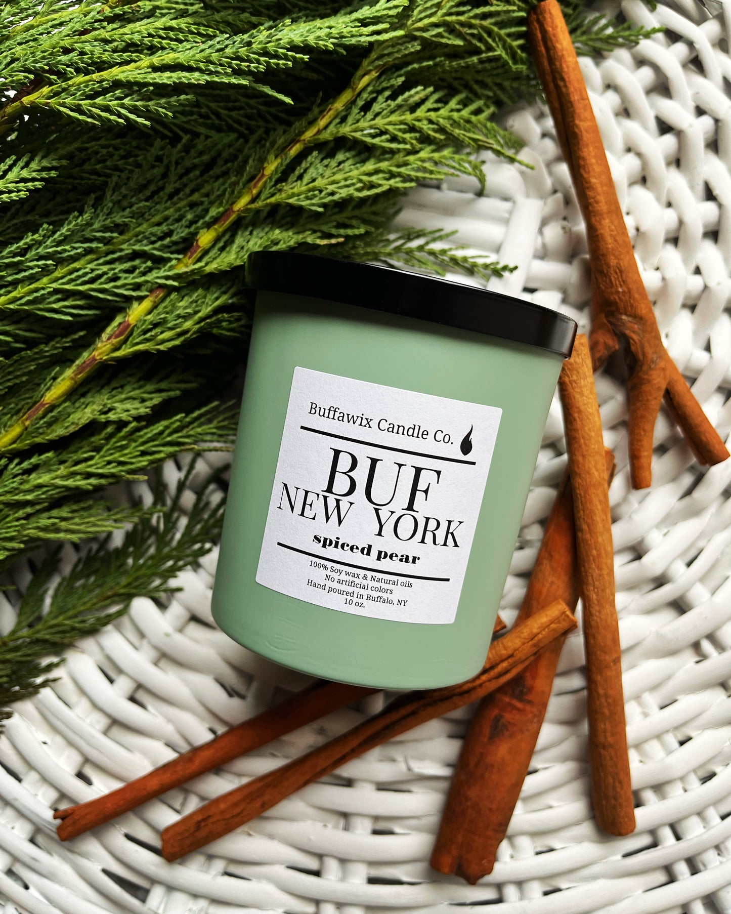 10oz BUF NY spiced pear pure soy candle