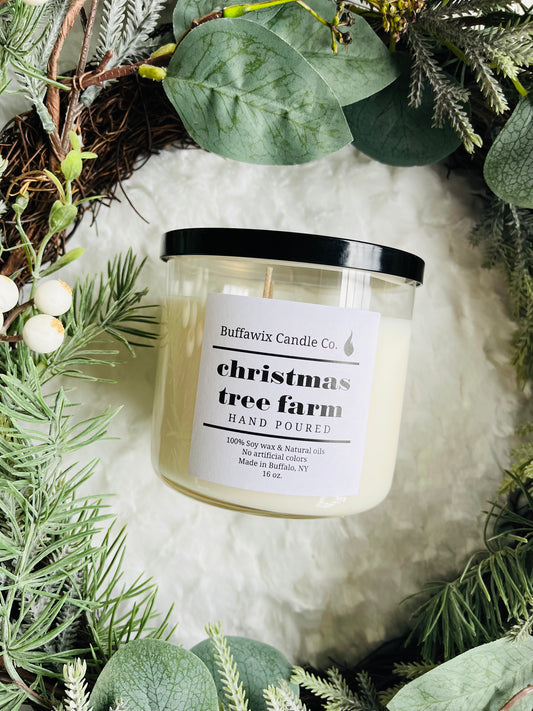 16oz triple wick Christmas Tree Farm pure soy candle