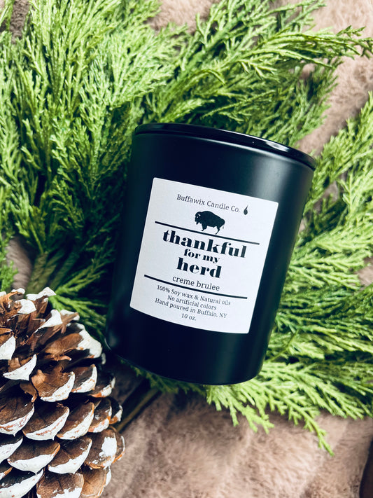 10oz thankful for my herd crème brûlée pure soy candle