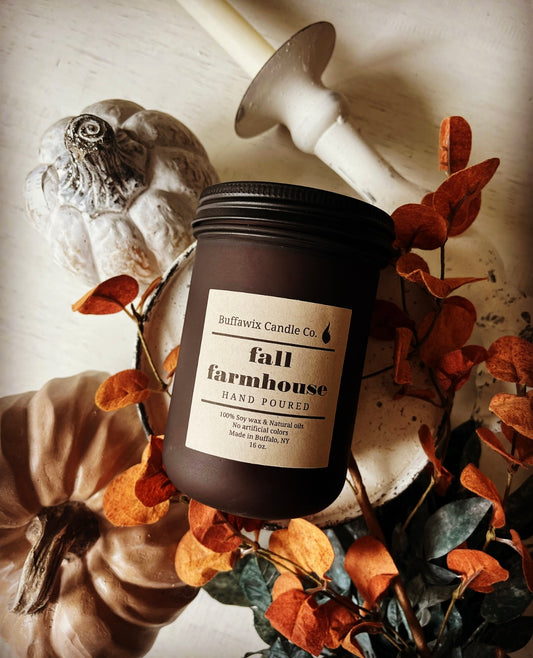 16oz fall farmhouse soy candle