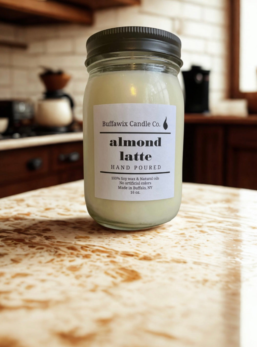 16oz almond latte pure soy candle – Buffawix Candle Co