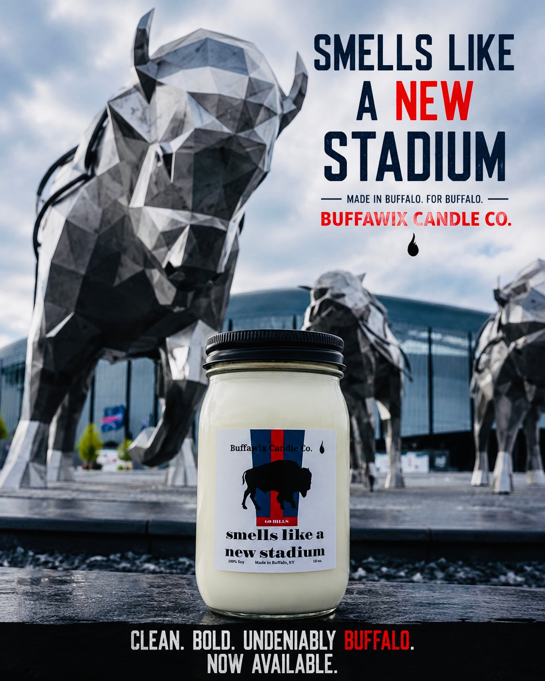 16oz smells like a new stadium pure soy candle