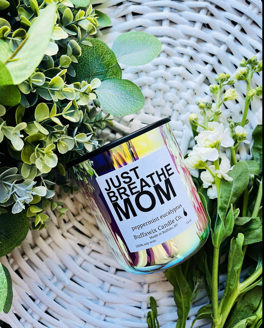 14oz Just breathe mom peppermint eucalyptus pure soy candle