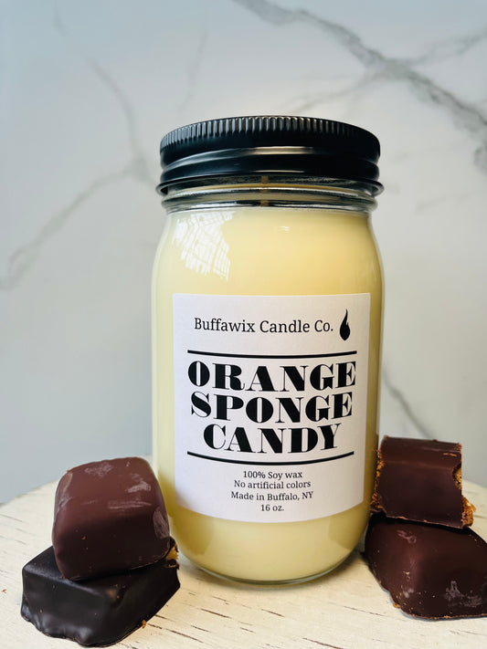 16oz orange sponge candy soy candle
