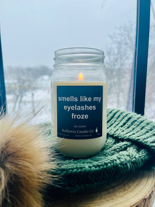 16oz winter survival smells like my eyelashes froze pure soy candle